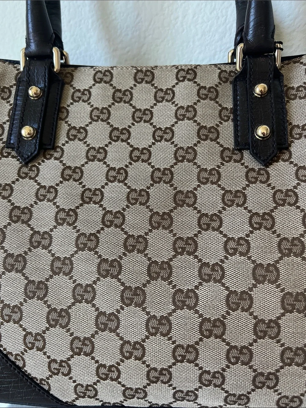 Gucci Brown GG Monogram Hasler Canvas Medium Tote Bag